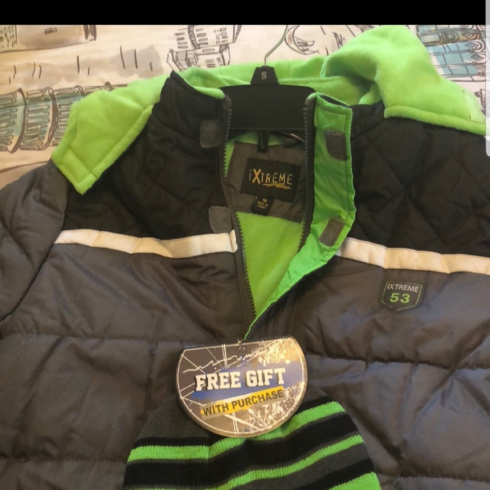 Boys winter coat with matching hat